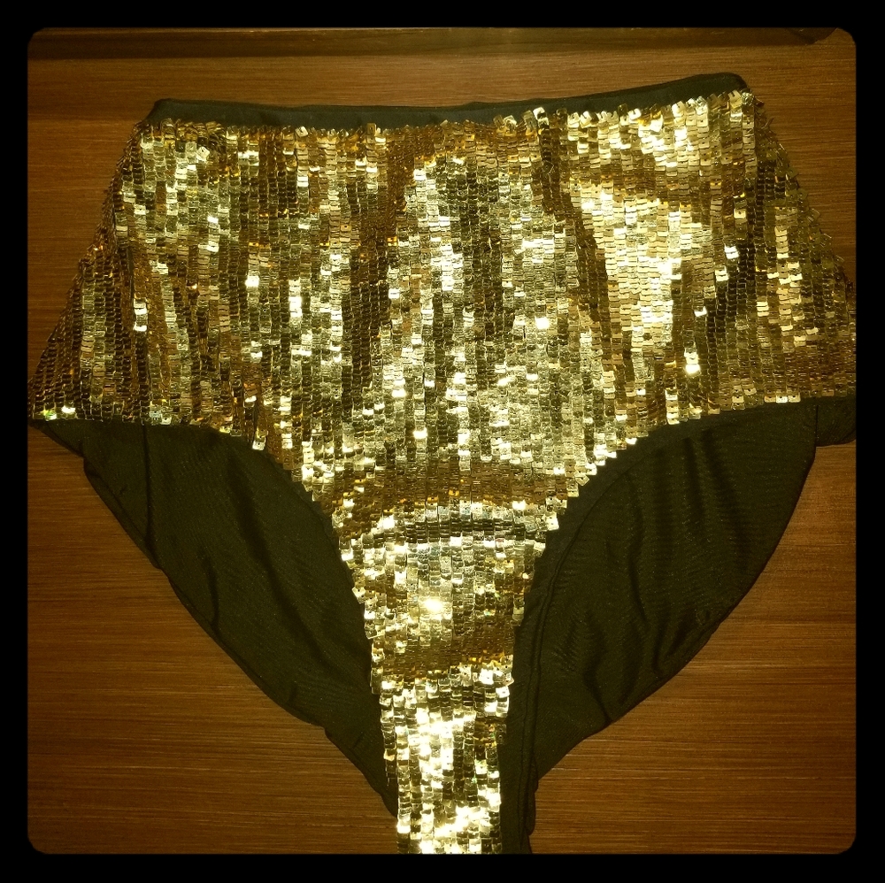 NWT Roberto Cavalli Gold Sequin bikini bottom
